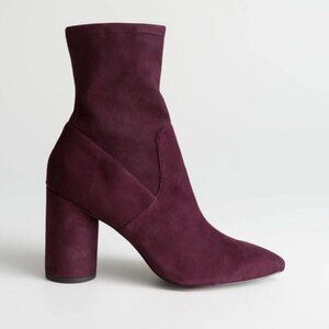 & Other Stories Burgundy Suede Sock Boots